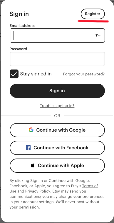 etsy register